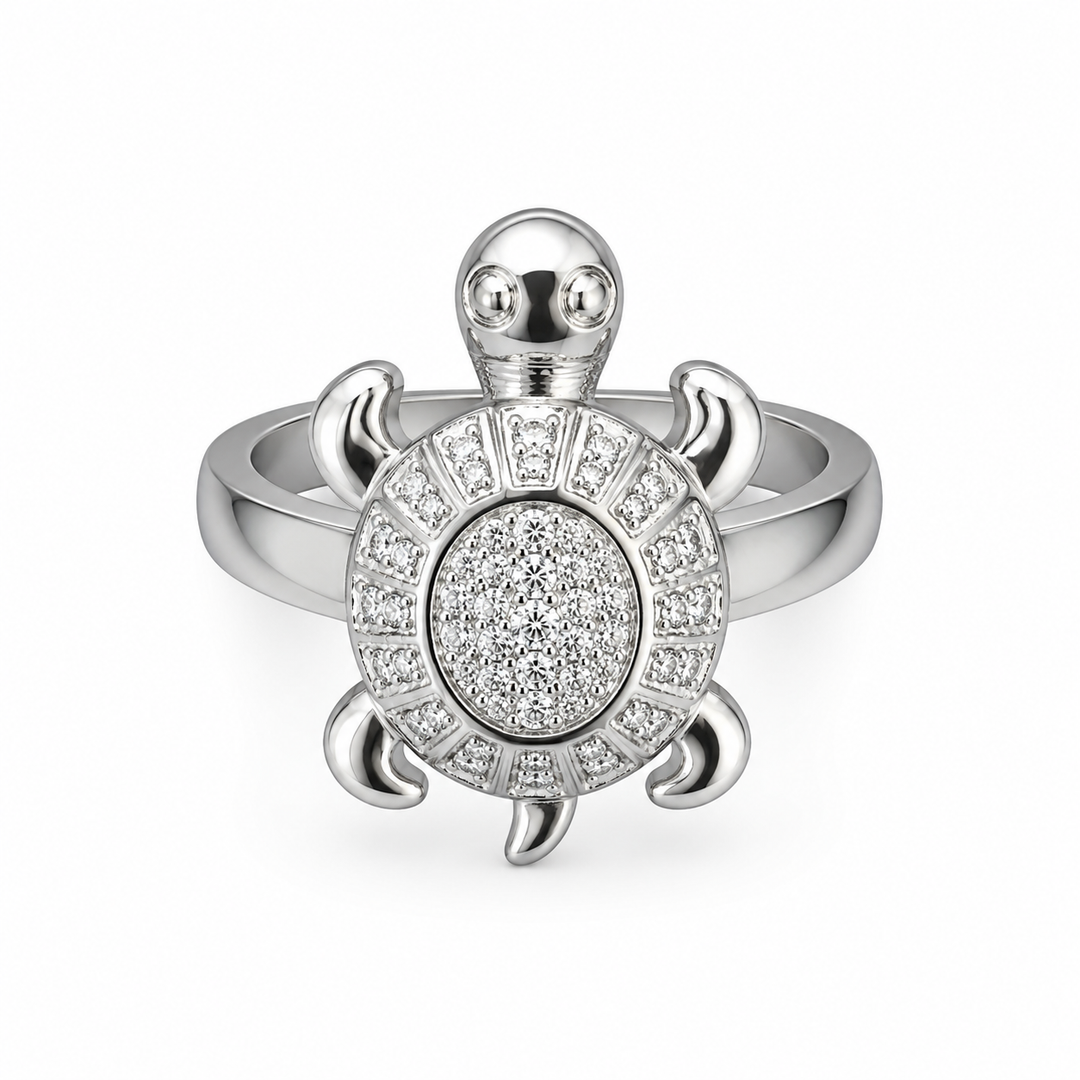 Classic Sparkle Turtle Silver Ring