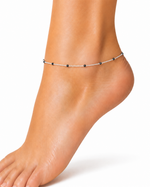 Load image into Gallery viewer, Black Bead Silver Chain Anklet