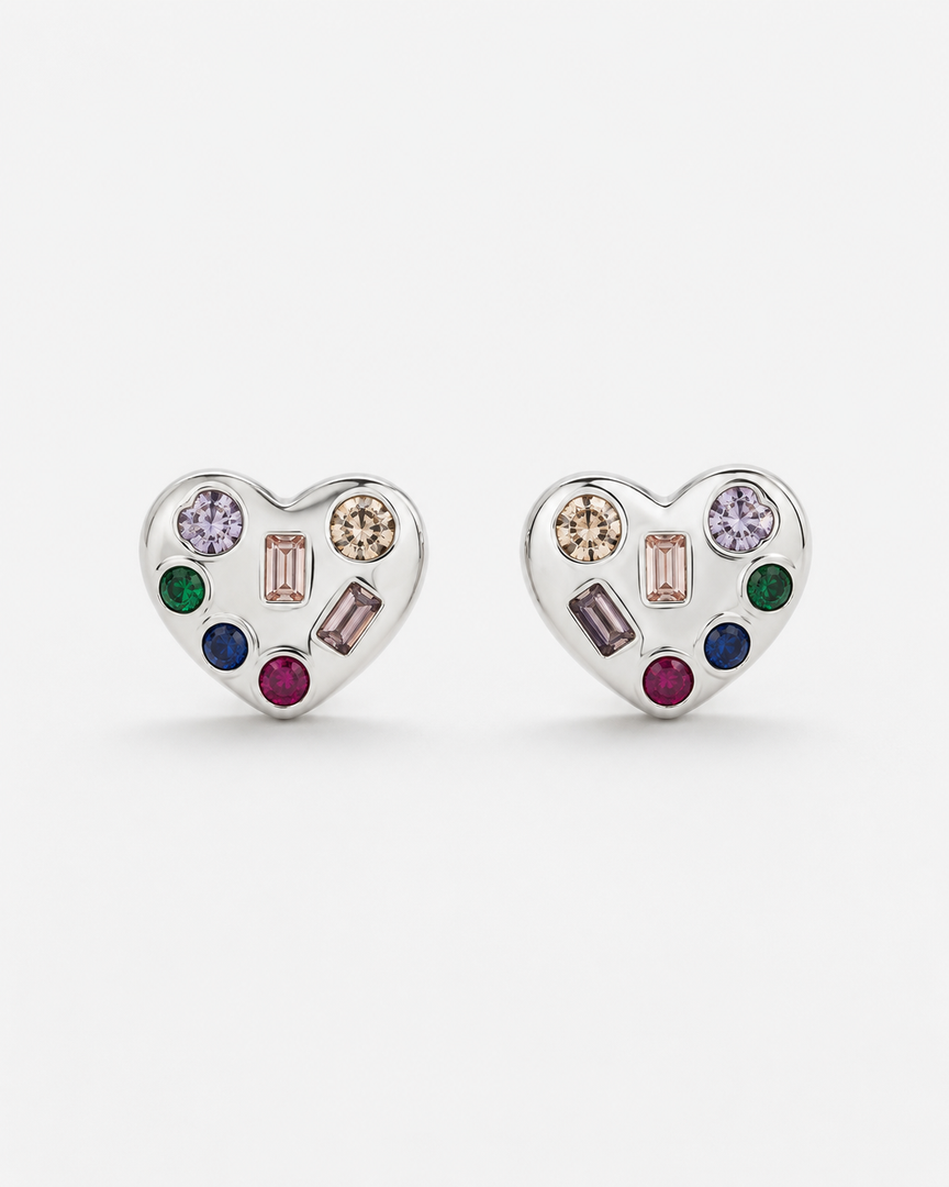 Candy Gem Heart Stud Earrings