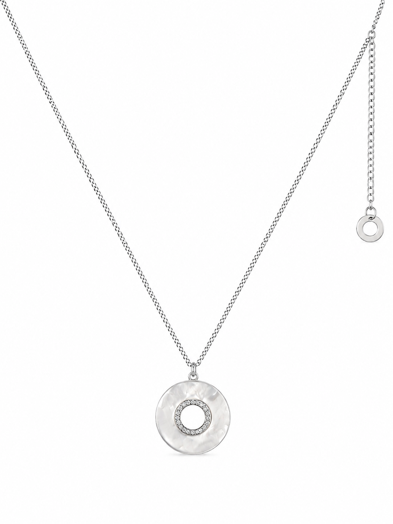 Mother of Pearl Halo Sterling Silver Necklace