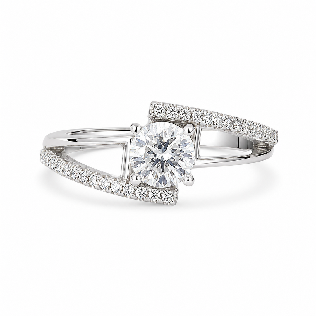 Round Solitaire Wrap Silver Ring