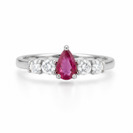 Load image into Gallery viewer, Ruby Pear Three-Stone Silver Ring