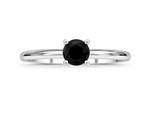Load image into Gallery viewer, Black Solitaire Sterling Silver Ring
