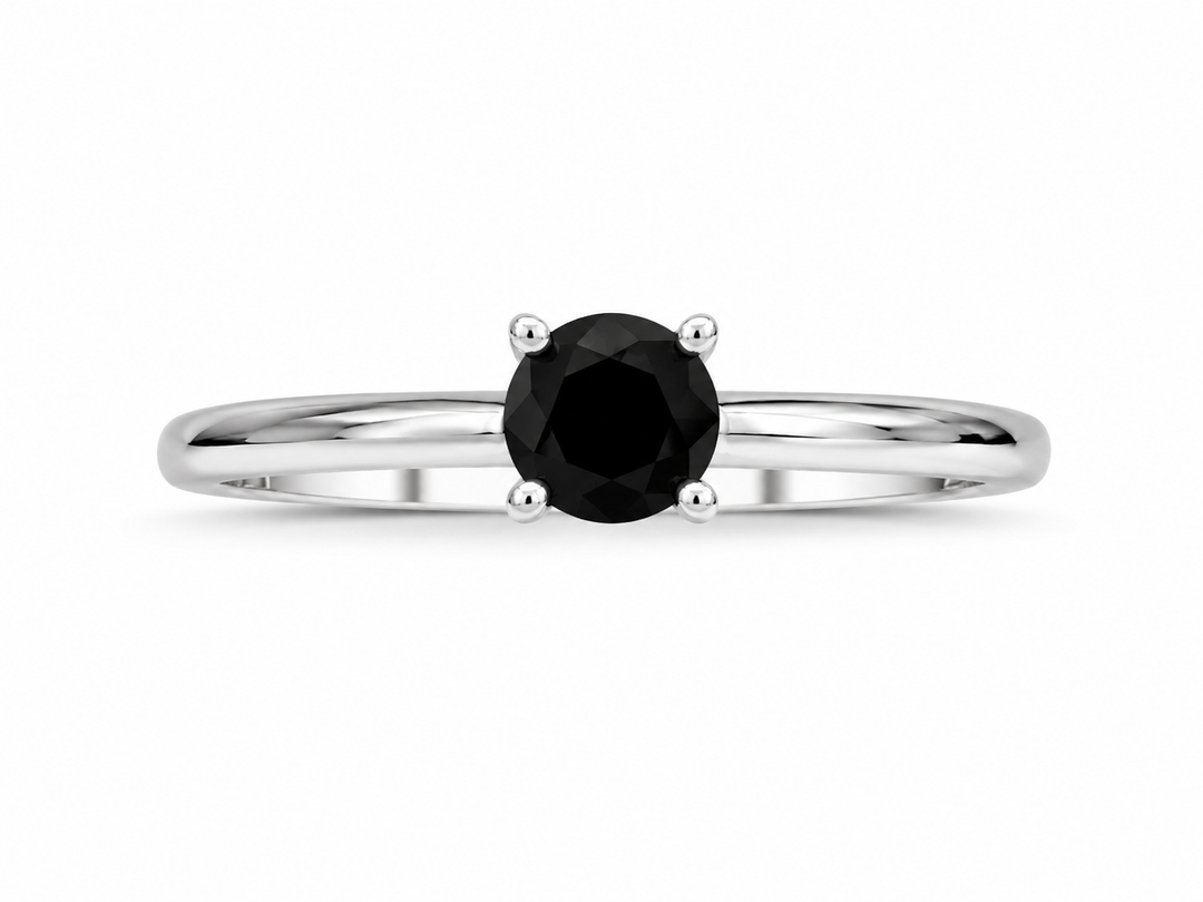 Black Solitaire Sterling Silver Ring