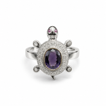 Load image into Gallery viewer, Amethyst Turtle Silver Ring
