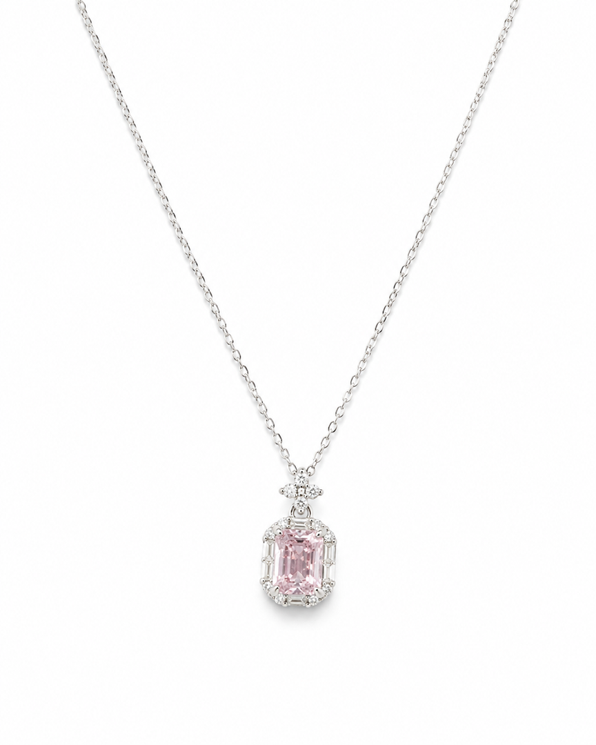 Blush Emerald-Cut Drop Necklace