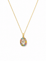 Load image into Gallery viewer, Rainbow Halo Solitaire Necklace