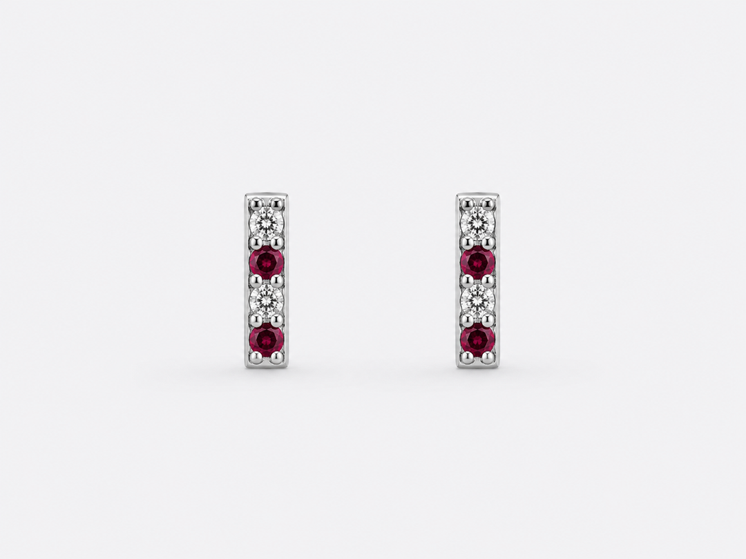 Ruby Line Bar Stud Earrings