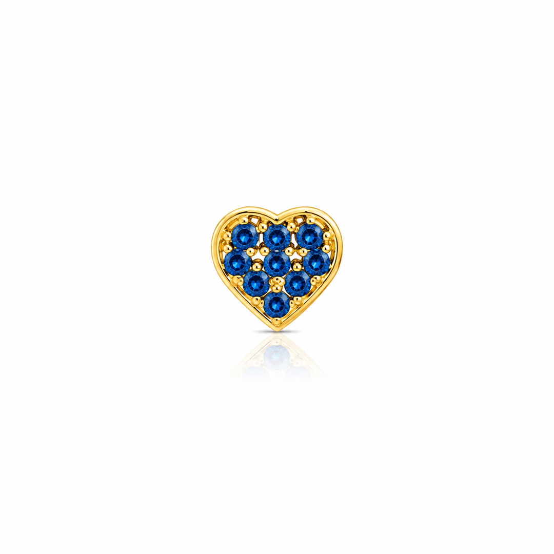 Royal Blue Heart Gold-Plated Sterling Silver Nose Pin