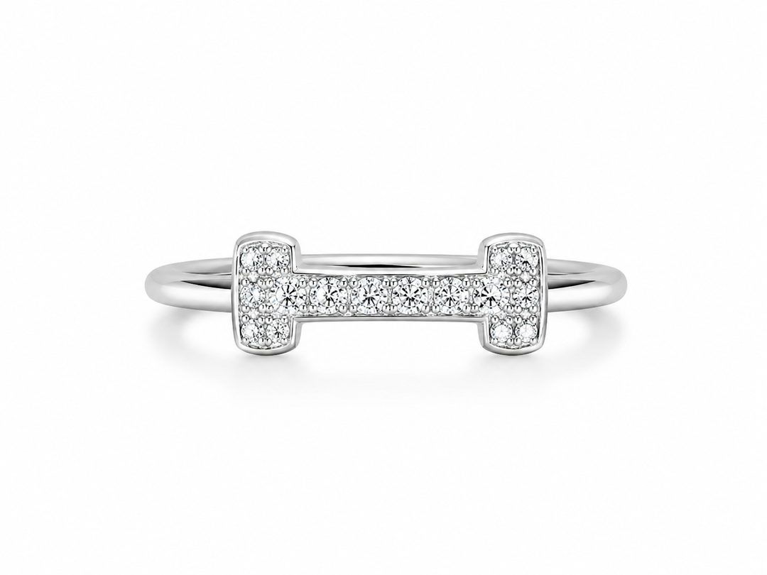 Minimalist Pavé Bar Ring