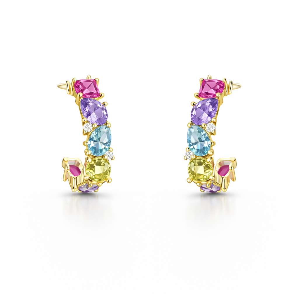 Multi-Colour Zircon Hoop Earrings