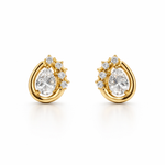 Load image into Gallery viewer, Gold plated Pear cut studs silver